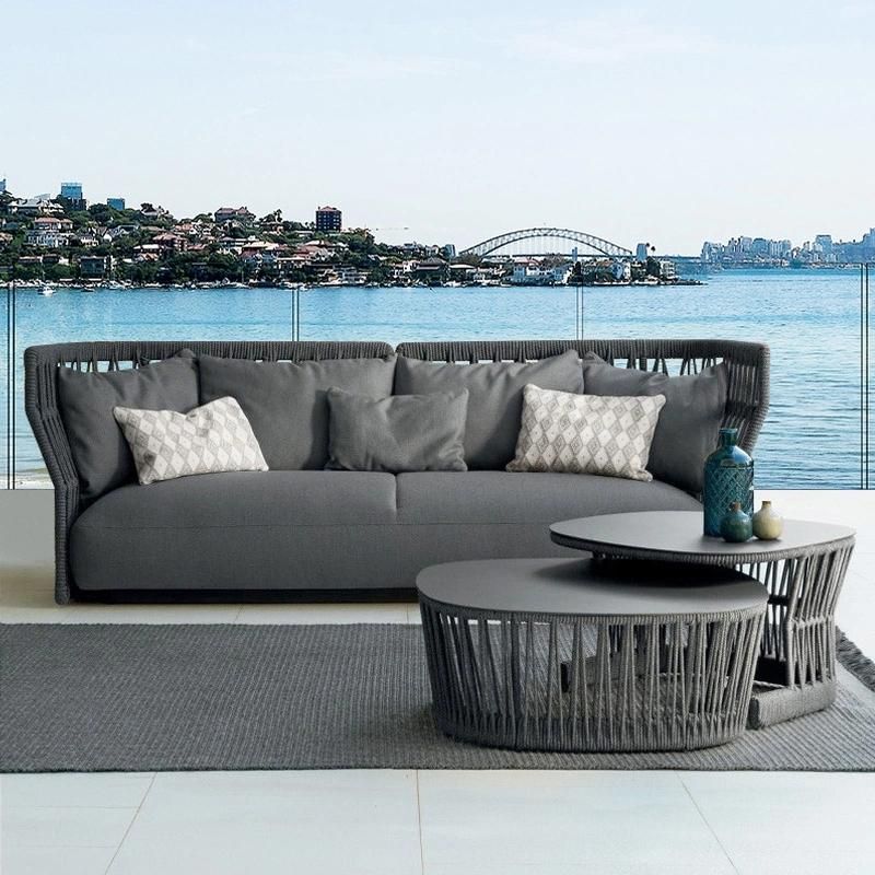 Nordic Outdoor Rope Sofa Combination Aluminum Alloy Frame Hotel Garden Sofa