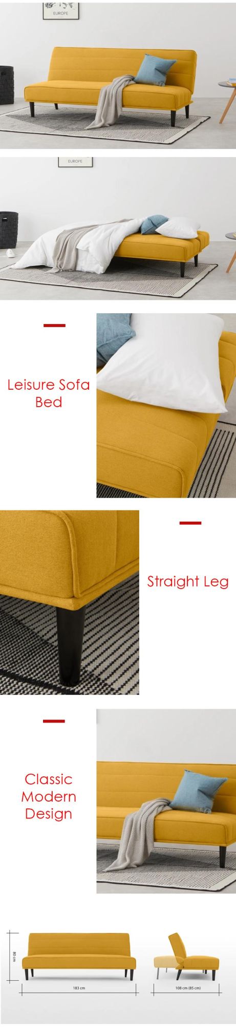 Nordic Style Contracted and Leisure Living Room Sofa Bed