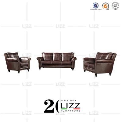 Modern Leather Home/Living Room Furniture Set Luxury Italian Genuine Leather Sofa