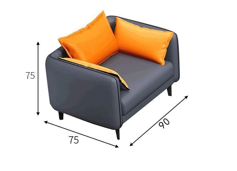 3 Seats 1.9m Length Velvet Pillows Leisure Sponge Couches for Office Building