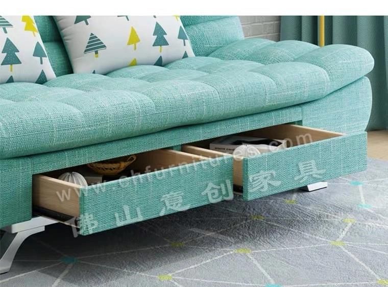 Hyc-Sf10 Dual-Purpose Multifunctional Living Room 1.9 Meters Simple Modern Double Nordic Fabric Folding Sofa Bed