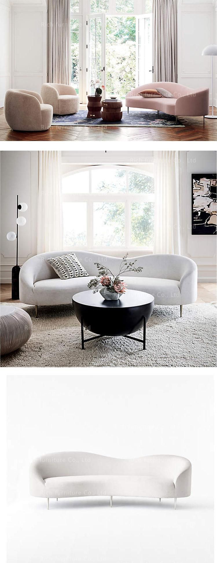 Curved Back Sofa Shearling Wool Boucle Sofa for Living Room