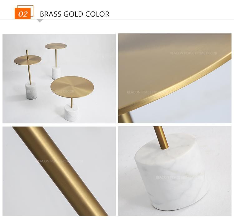 Hotel Gold Sofa Side Table with Marble