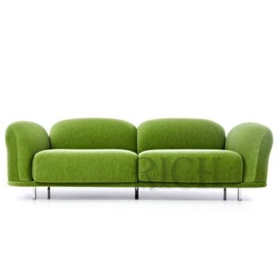 Modern Velvet Couch Light Green Fabric Sofa with Metal Legs