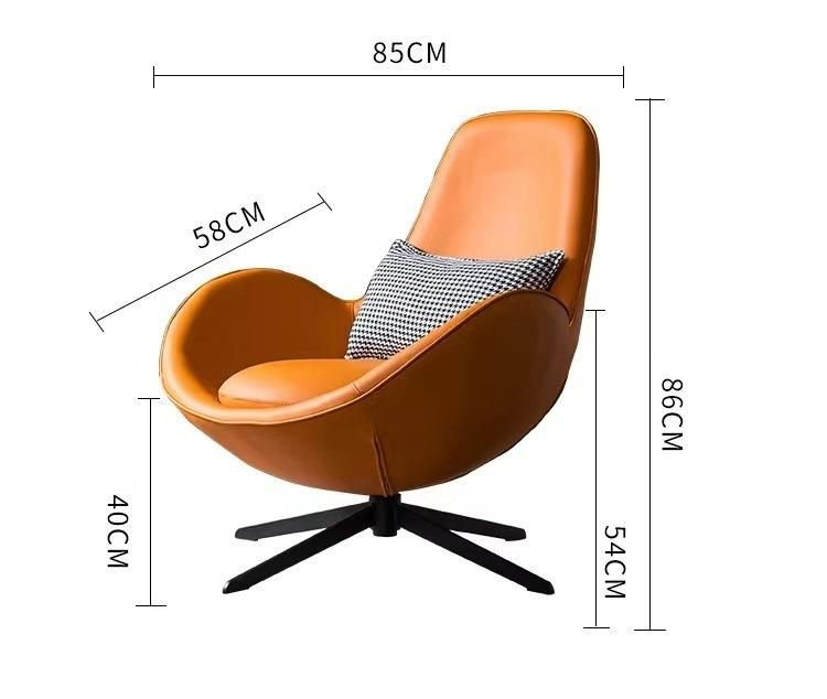 Zode Italian Hotel Home Furniture Office Modern Simple Designer Living Room Single Seater Leisure Swivel Leather Sofa Chair