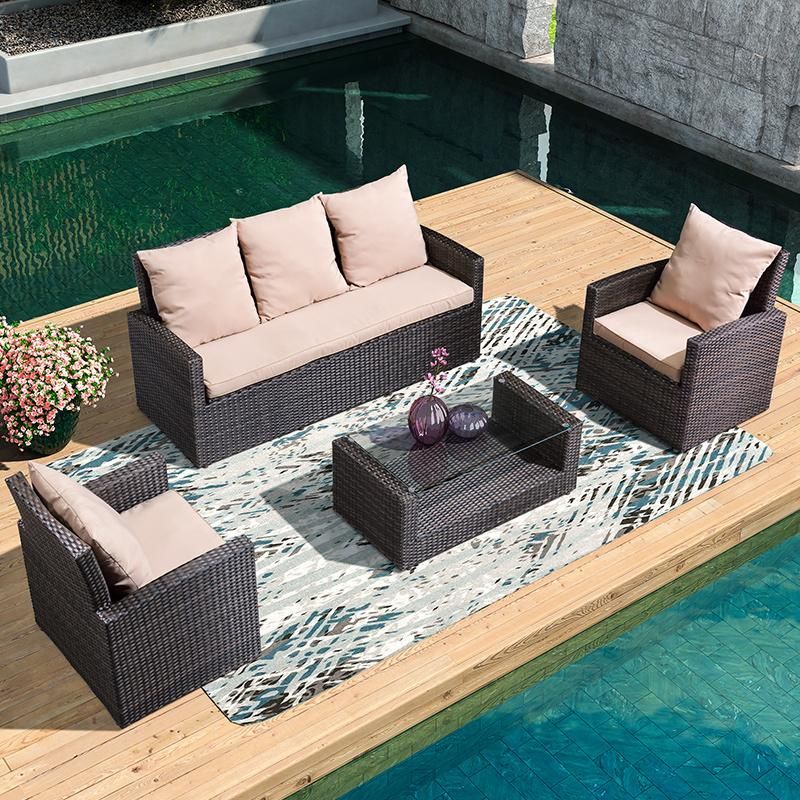 Outdoor Furniture Rattan Sofa Living Room Courtyard Rattan Combination