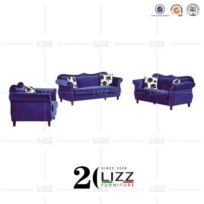European Royal Sectional Leisure Velvet /Linen Fabric Sofa Chair Furniture Set