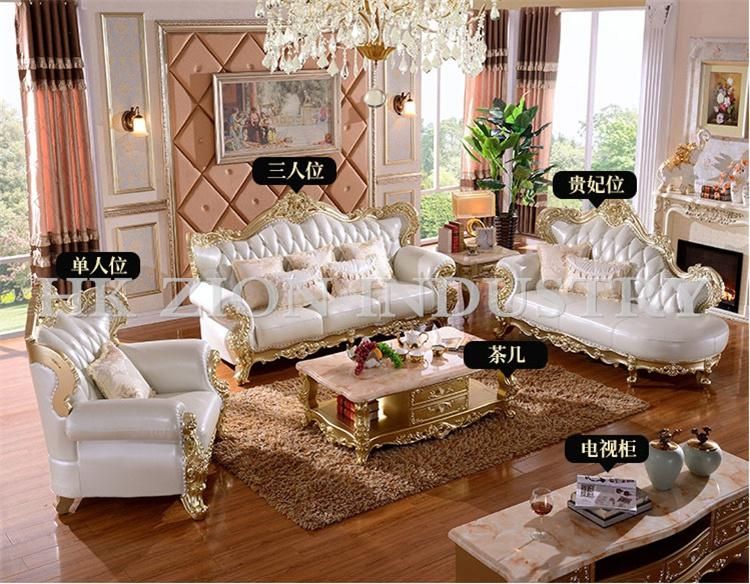 Commercial Royal Sofa Set Antique Sectional European Style Modern Living Room Home Hotel Setting Room Chesterfield Genuine Leather Sofa