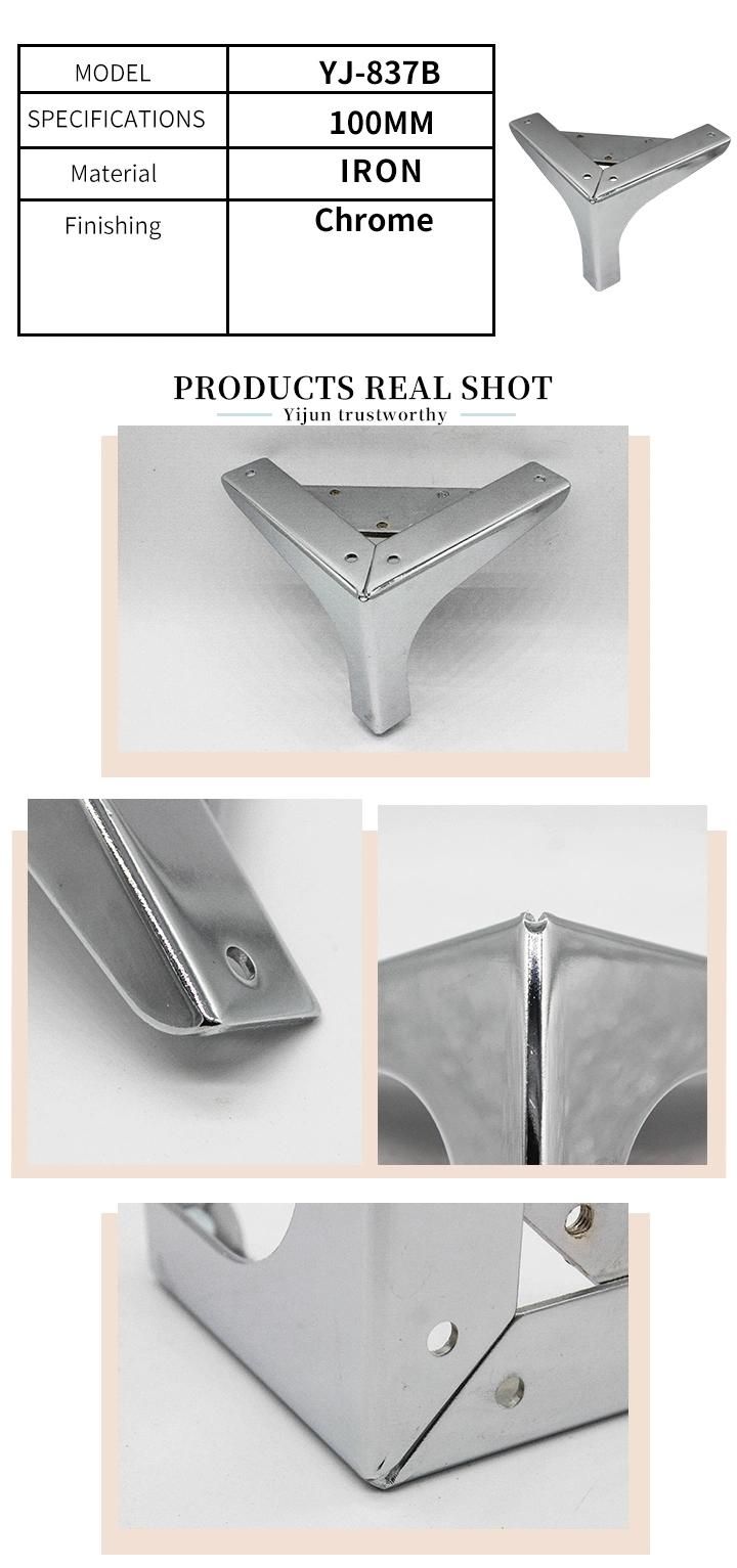 Popular Furniture Hardware Wood Grain and Chrome Decorative Metal Sofa Leg