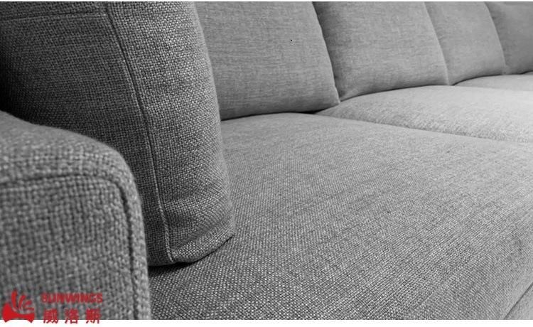 Light and Luxury Metal Frame with Wood Armrest Recreational Fabric Sofa for Hotel