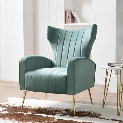 Accent Chair Single Sofa Arms Backrest with Gold Legs Green
