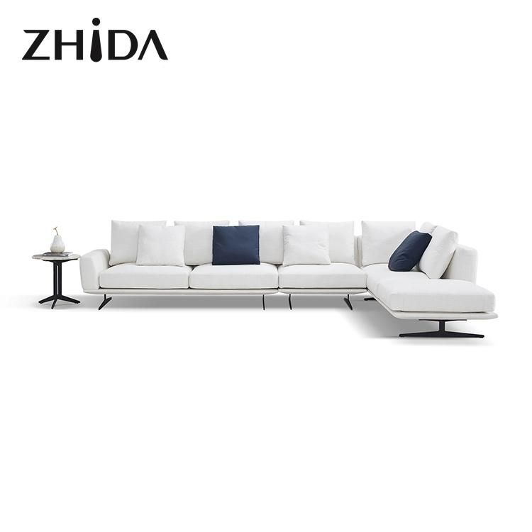Modern Home Furniture Living Room Comfortable Sectional Sofa Set General Use Metal Leg L Shape Fabric Sofa