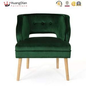 Chinese Custom Furniture Factory Green Velvet Luxury Hotel Lobby Armchair Single Sofa