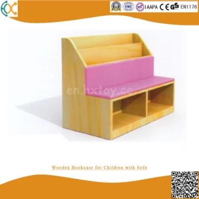 Kindergarten Shelf Furniture Wooden Bookcase for Children with Sofa