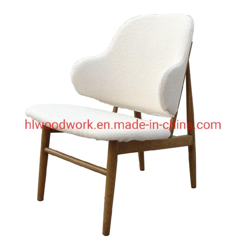 Magnate Chair with Oak Wood Teddy White Color Sofa Living Room Sofa Arm Chair Coffee Shop Sofa