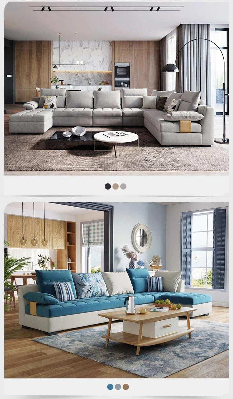 Linsy New L Shaped Sectional Modern Set Fabric Corner Sofa 996