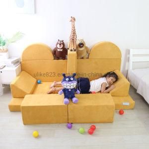 Kids Elasticity Floor PU Foam Fort Comfortable Touch Leather Couch Cover Floor Modular Play Nugget Couch for Children