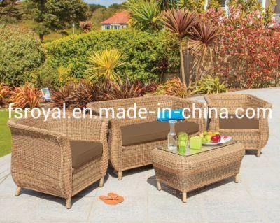 Aluminium Frame Outdoor Sofa Set with Cushion Garden Single Sofa Modern Leisure Sofa Set Rattan Tea Table Patio Furniture