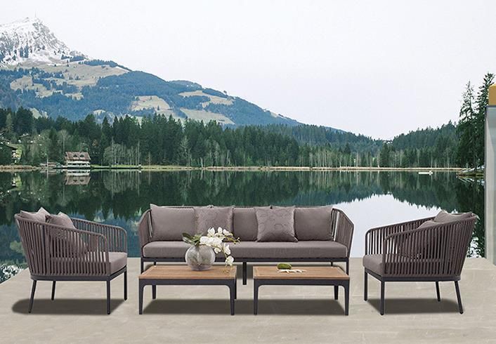 Hotel Garden Outdoor New Design Nordic Fashion Rope Three Seater Sofa Furniture