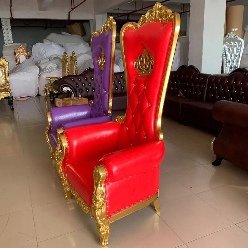 Hotel Lobby Furniture Wood Carved High Back Sofa Chair with Multipurpose Ways in Optional Color for Wedding Furniture