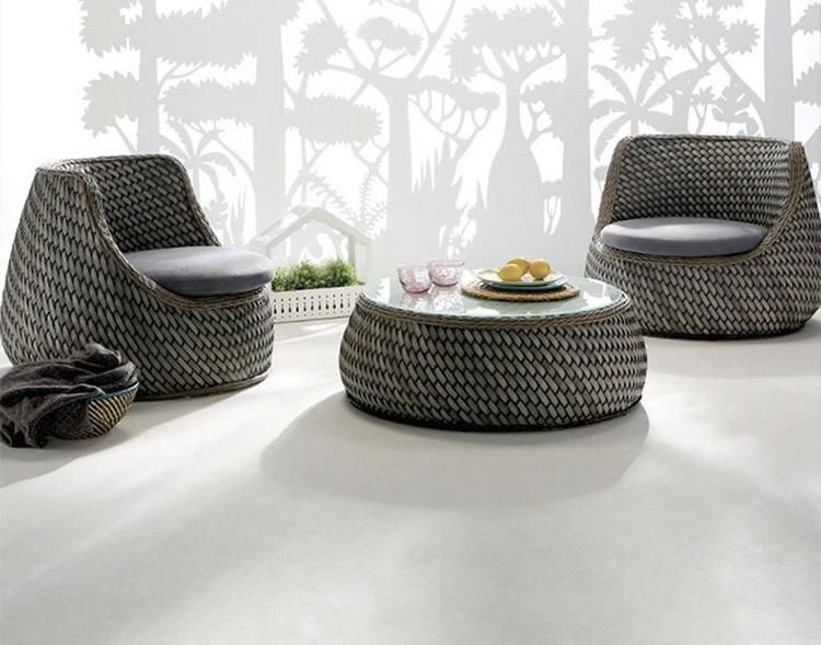 Nordic Rattan Chair Three-Piece Set Outdoor Balcony Sofa Courtyard Tea Table Combination Outdoor Courtyard Hotel Rattan