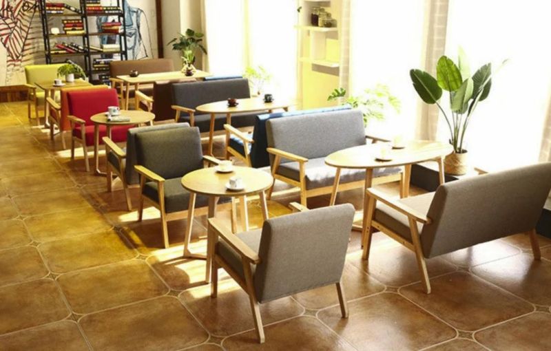 New Design Wood Hotel Restaurant Chairs Cafe Fabric Sofa
