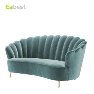 Modern Round Flower Pattern Designs 2 Seater Fabric Velvet Leisure Couch Living Room Sofa