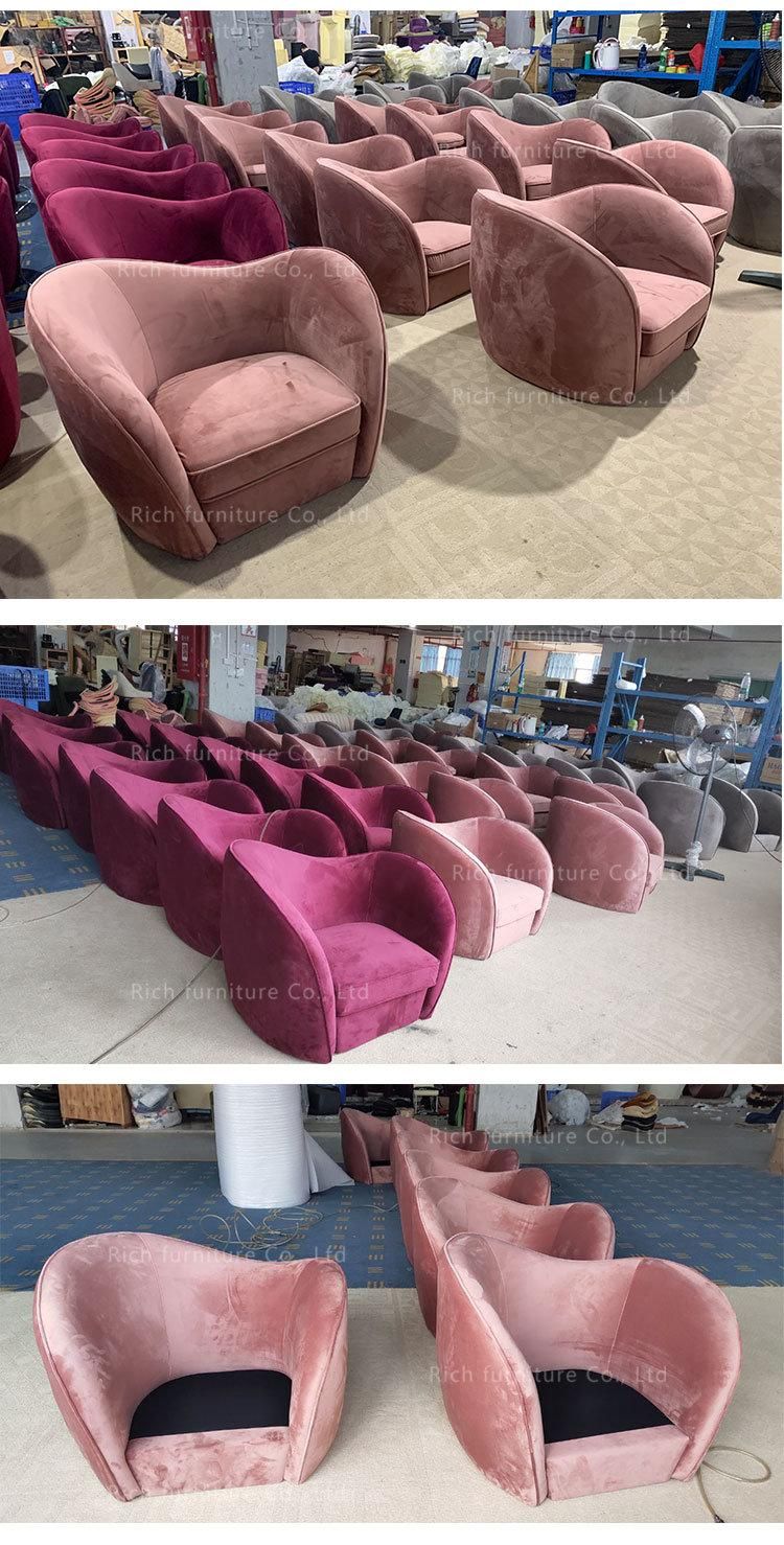 Curve Back Upholstered Couch Pink Velvet Loveseat Sofa