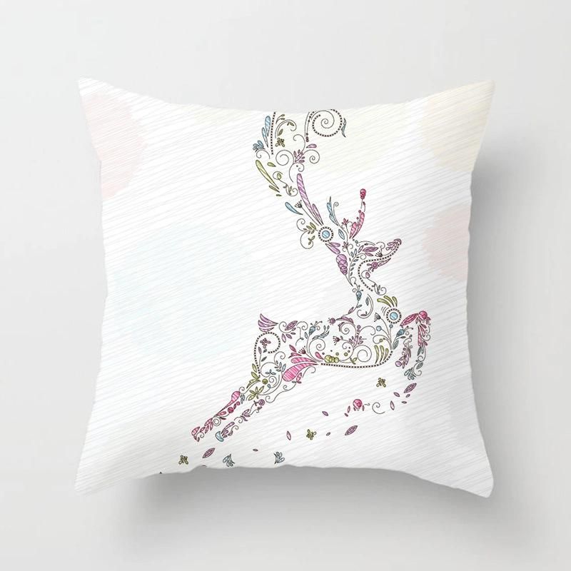 Holiday Decoration Christmas Onrament Christmas Colorful Christmas Elk Back Cushion Cover Sofa Cushion