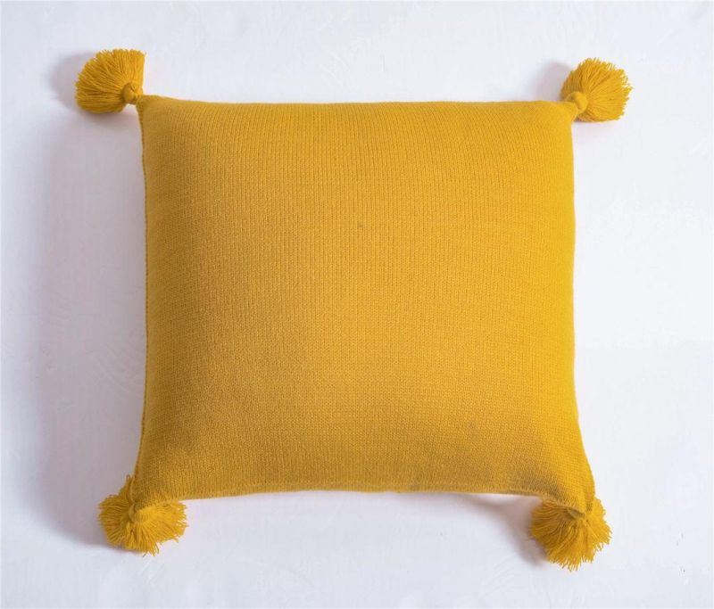 Solid Pompom Pillowcase with Ball Cushion Cover Decorative Home Sofa with Ball Custom 45*45cm Kp14