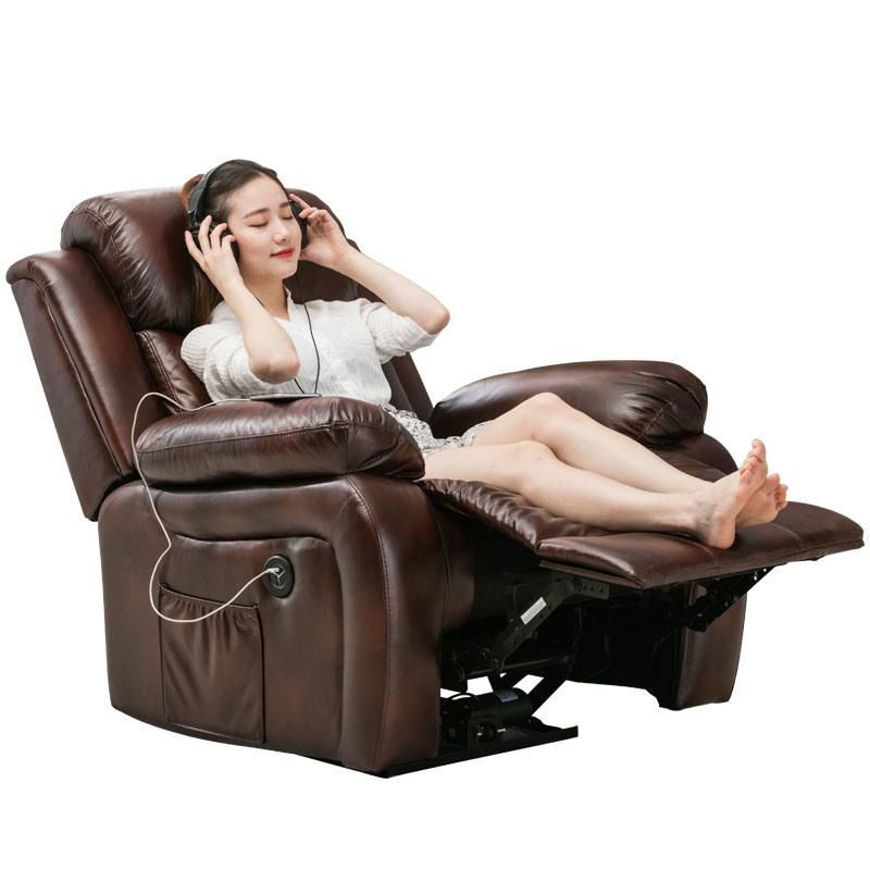 Top Grain Genuine Leather Comfortable Adjustable Headrest Home Cinema Sofa