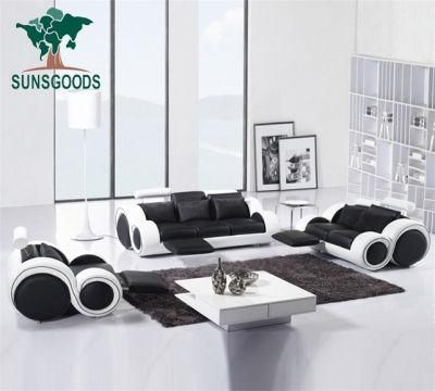 Fashion Design Wheel Look Genuine Leather Sofa Set for Sale