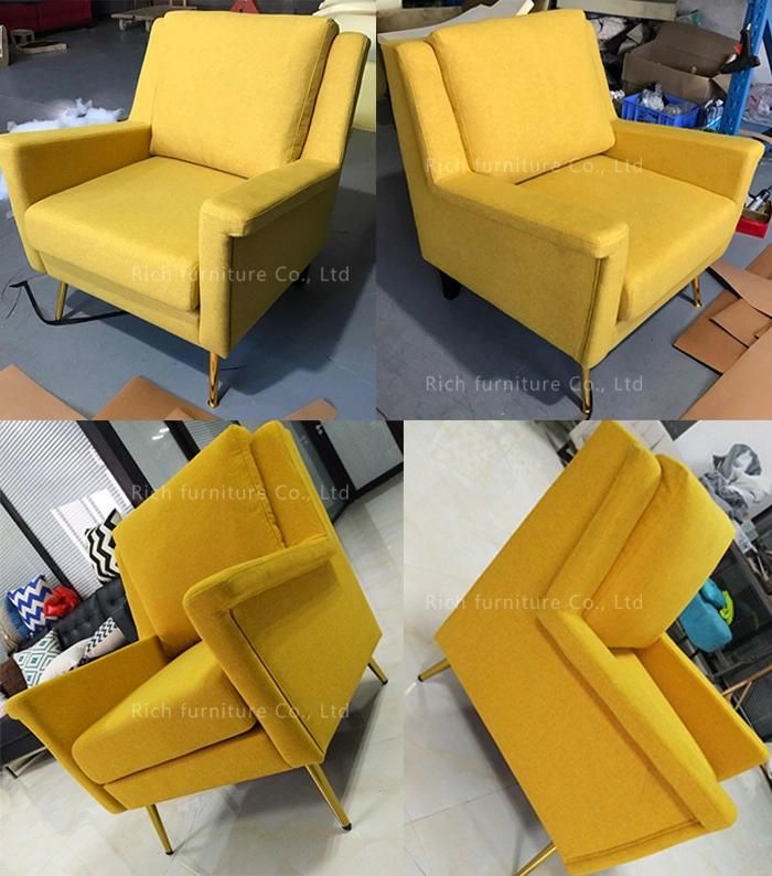 North Europe Style Sofa Furniture Simple Modern Living Room Single 1 Seat Fabric Sofa Yellow