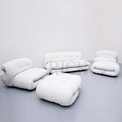 Lamb Skin Sofa Sherpa Faux Sheepskin Wool Teddy Sofa Fabric Shearling Lounge White Boucle Sofa