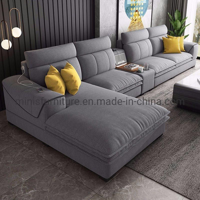 (MN-SF92) Home Modern Simple Comfortable Living Room L Grey Sofa Furniture