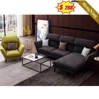 Classic Simple Design Home Furniture Living Room L Shape Sofas Couch Black Fabric Sofa