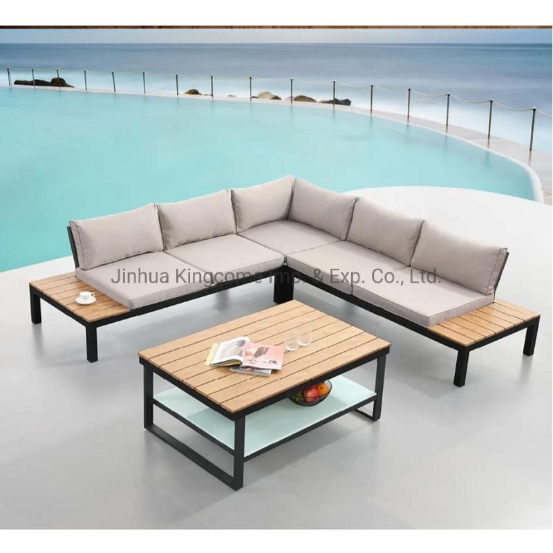 PS Wood Table Top Aluminum Frame Como Corner Sofa Set Home Furniture Set