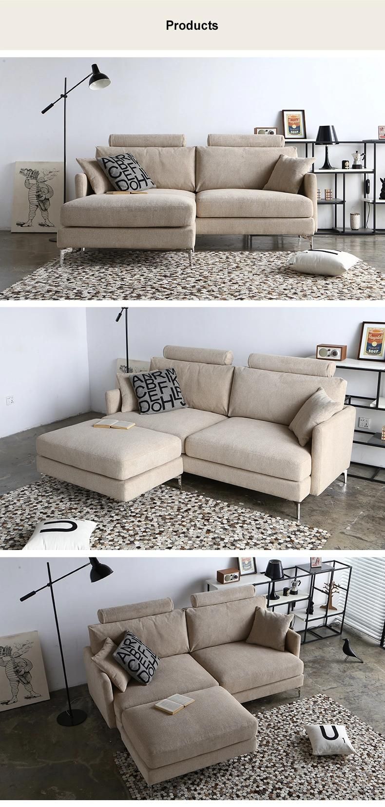 Iron Legs Sofa with Sponge L Shape Furniture Sofa