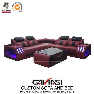 America Style High Quality Leather Sofa with LED Light