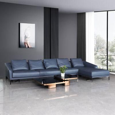 European Style Modern Black Color Leather Sectional Sofa