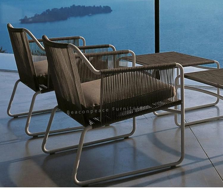 Outdoor Furniture Garden Sofa Rope Dining Set with Aluminium Frame for Patio Stackable Chair Dining Set Aluminium PE Rattan Patio Weaving