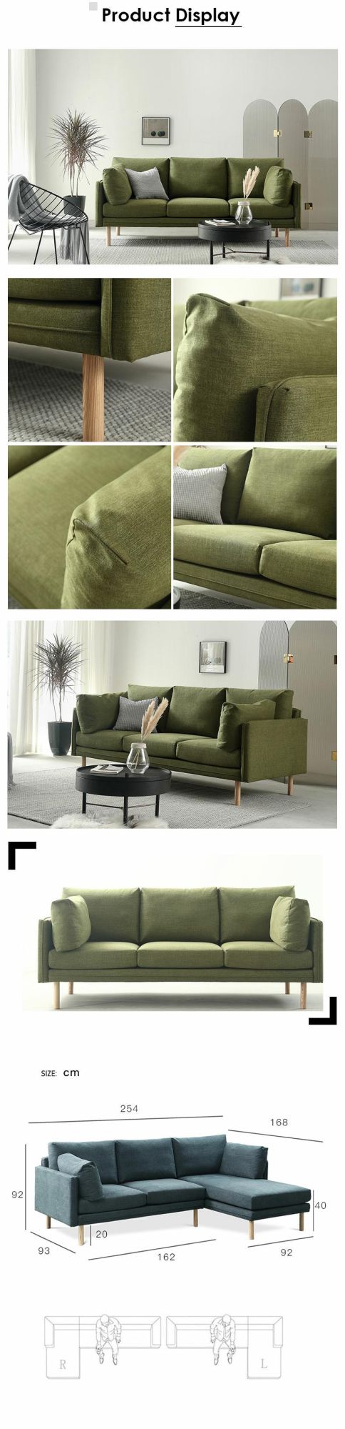 Cooc Chinese Living Room Furniture New Modern Fabric Sofa