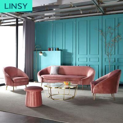 Linsy Nordic Modern Pink Velvet Fabric Curved Sofa Jym1919