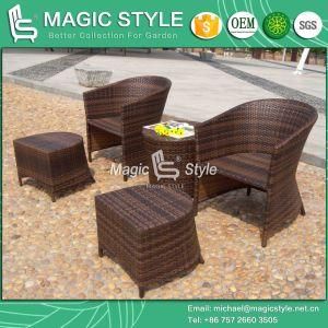 Leisure Wicker Sofa with Footstool and Cushion for Outdoor