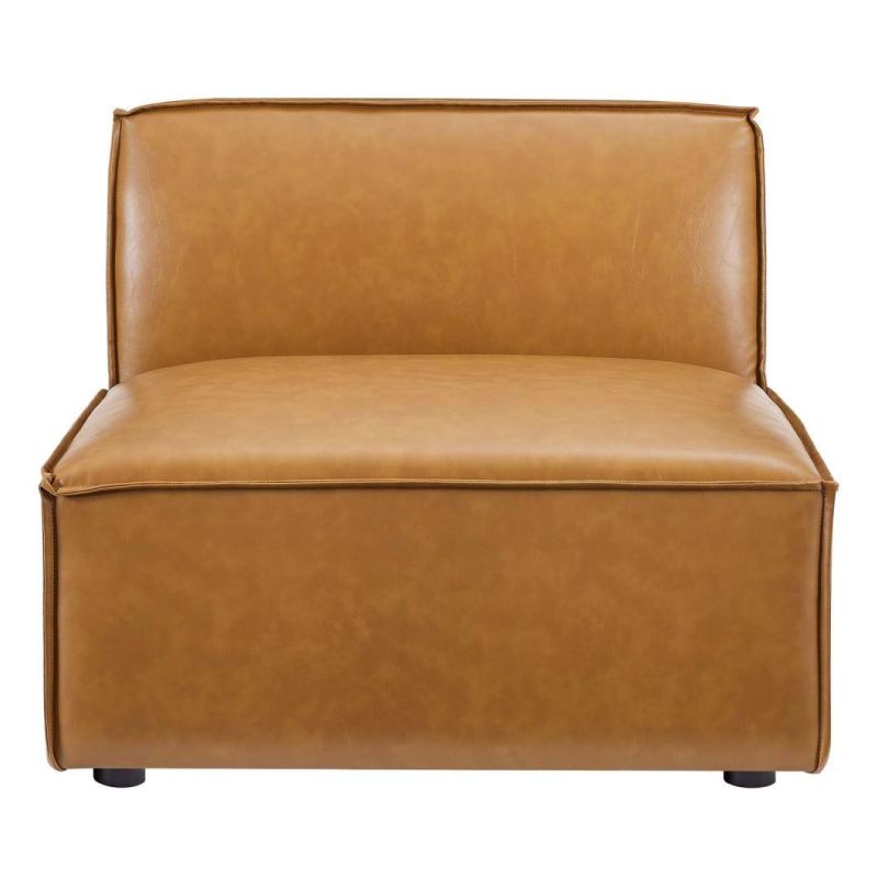 Full Genuine Top Grain Leather Baxter Square Sofa 3 Seats