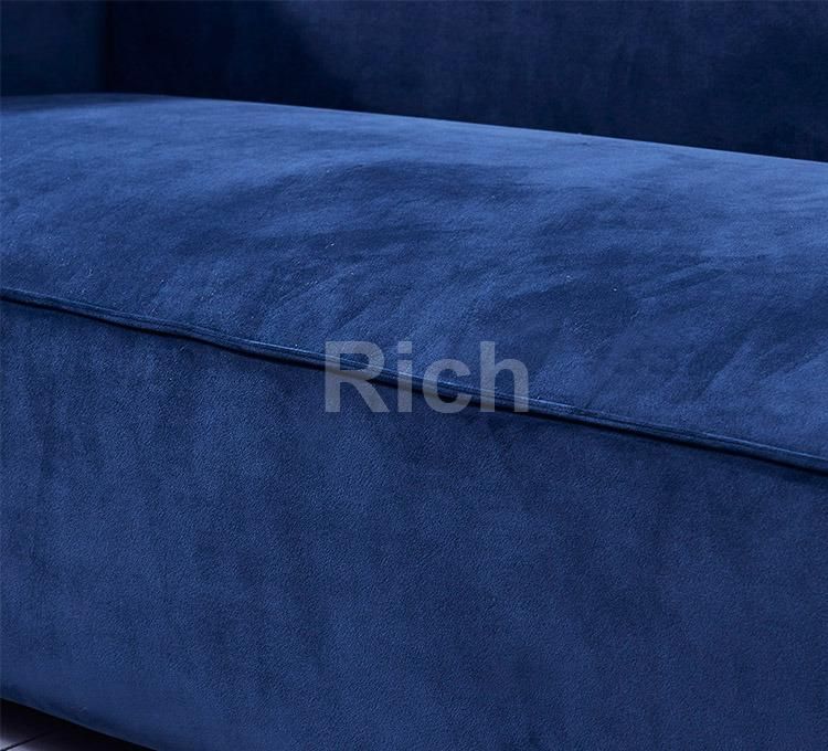 Modern Design Living Room I Shaped Blue Fabric Lounge Sofa