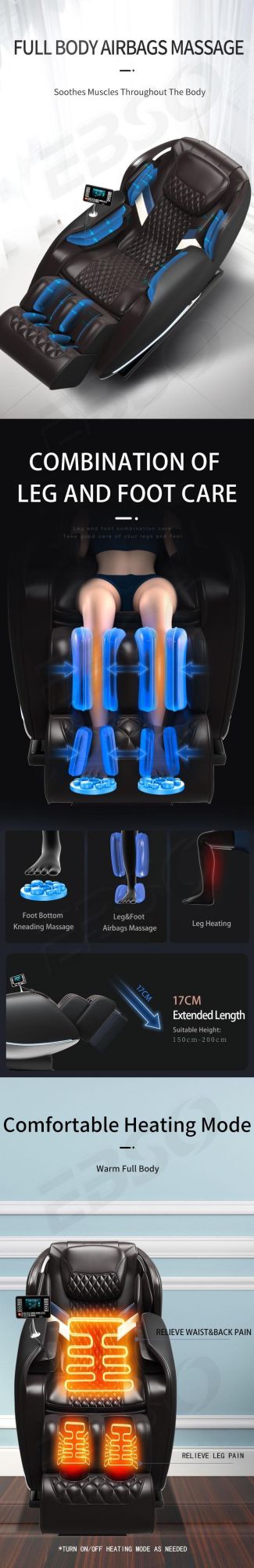 Hand Electric Ai Smart Recliner SL Track Shiatsu 4D Zero Gravity Luxury Massage Sofa for Home Office