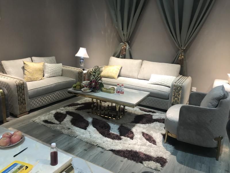 Solid Wood Frame Sofa with Fabric Velvet with Stainless Steel for Living Room Furniture