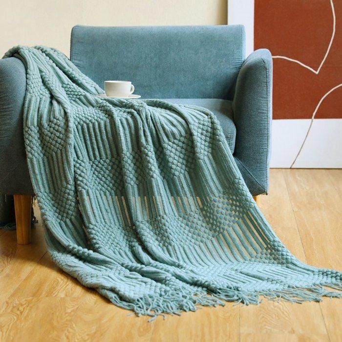 100% Acrylic Knitted Solid Soft Cozy Throw Blanket for Sofa, Couch, Bed, Living Room and Travel (YKY4914)