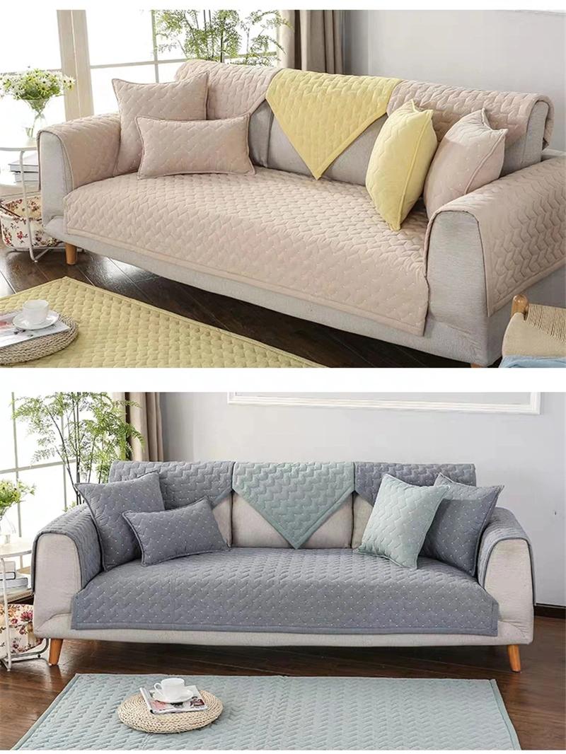 Microfiber Zigzag and DOT Pattern Solid Embroidered Sofa Cover